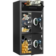 6.5 Cu ft Extra Large Home Safe Box Fireproof Waterproof with Drop Slot, Digital Drop Safe with Double Door & Key Hook, Money Safes with Backlit Keypad & Dual Alarm for Home Office Business