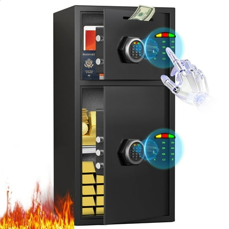 6.0 Cu ft Large Safe Box Fireproof Waterproof, Money Safe With Mute Function and LED Light, Digital Keypad Home Safes with Deposit Slot & Dual Alarm System,Security Box for Money Valuables