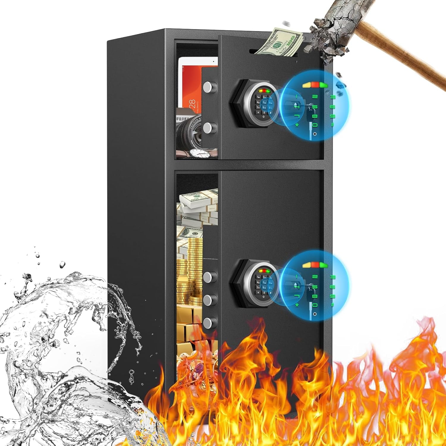 6.0 Cu ft Large Safe Box Fireproof Waterproof, Safe with LED Light ...