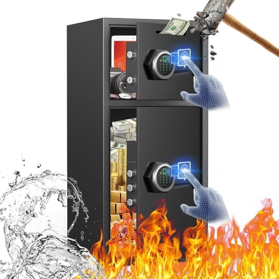 6.0 Cu ft Large Safe Box Fireproof Waterproof,with LED Light fire proof safe for home documents,Fingerprint password personal Safes with Deposit Slot & Dual Alarm System,Security Box fo Valuables