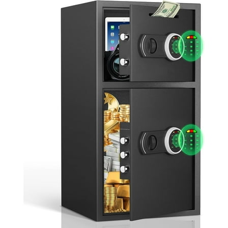 6.0 Cub Large Safe Box Fireproof Waterproof, Drop Safe for Business with Backlit Digital Keypad, Cash Box with Dual Alarm System & Mute Function for Valuables