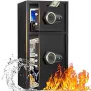 6.0 Cuft Extra Large Home Safe Box Fireproof Waterproof, Fingerprint Safe, Home Security Safes Box with Adjustable Shelf & Deposit Slot, Money Safes with Backlit Keypad & Dual Alarm for Home Office