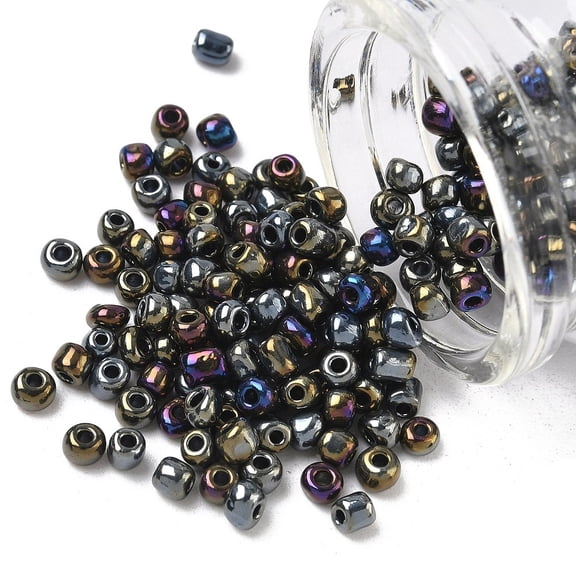 6/0 Electroplated Metallic Colours Round Glass Seed Beads Colorful 4mm Hole: 1mm about 495pcs/50g DIY