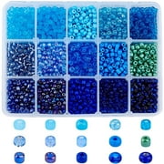 NOBRAND 6/0 Glass Seed Beads About 3000 Pcs 4mm Blue Round Pony Beads Mini Spacer Loose Beads for Jewelry Design Necklace Bracelet Earring Making