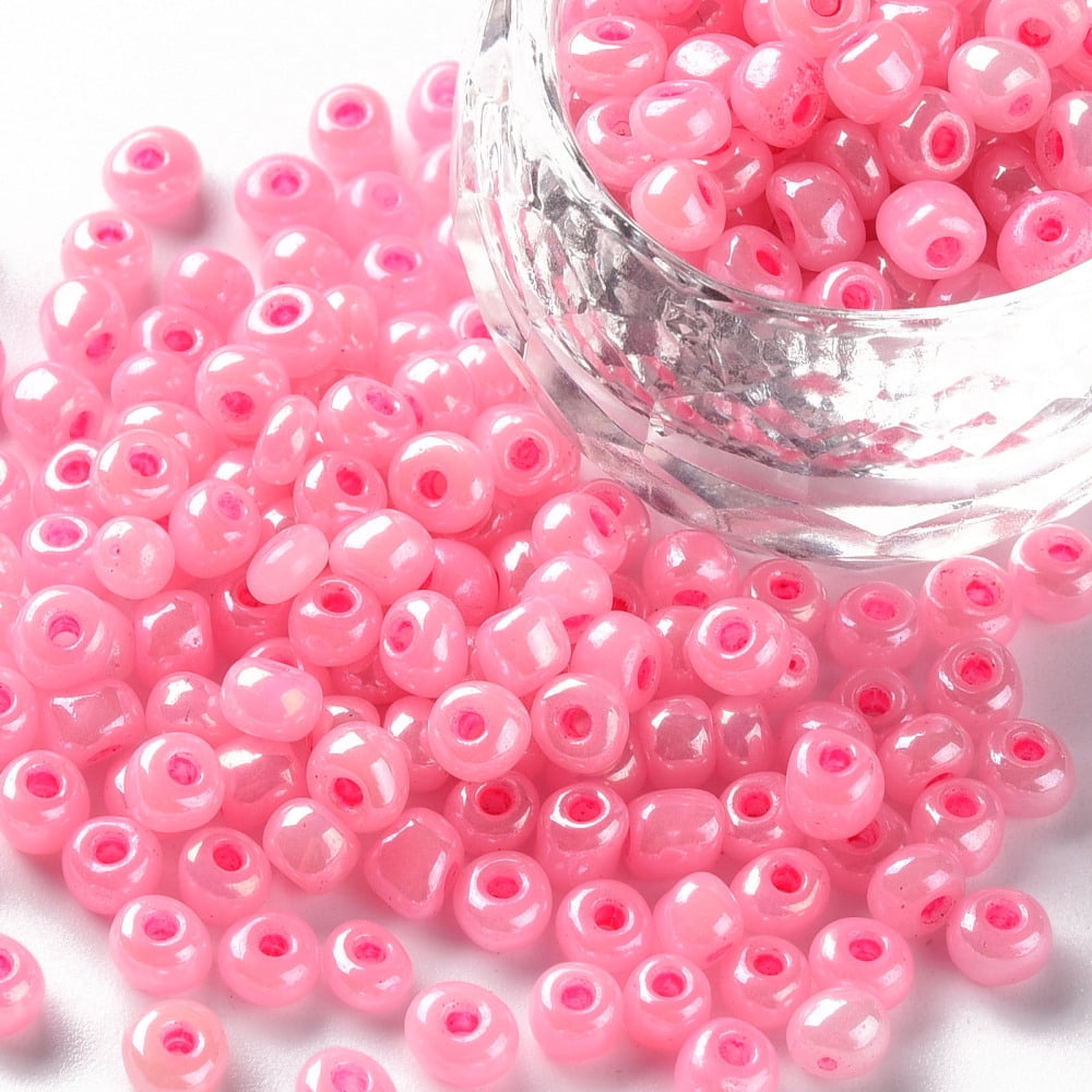 6/0 Glass Seed Beads Ceylon Round Round Hole Pink 6/0 4mm Hole: 1.5mm about 500pcs/50g 50g/bag 18bags/2pounds