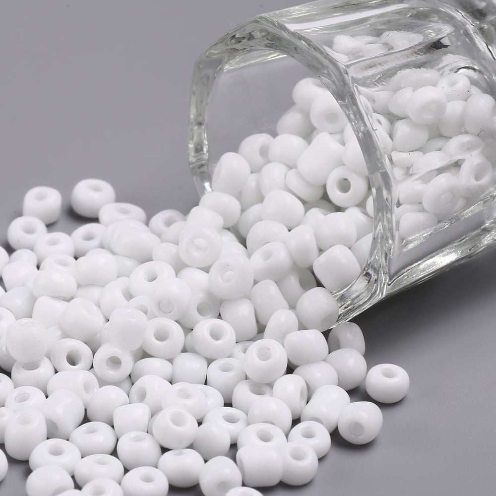 6/0 Glass Seed Beads Opaque Colours Seed Small Craft Beads for DIY Jewelry Making Round Round Hole White 6/0 4mm Hole: 1.5mm about 500pcs/50g 50g/bag 18bags/2pounds
