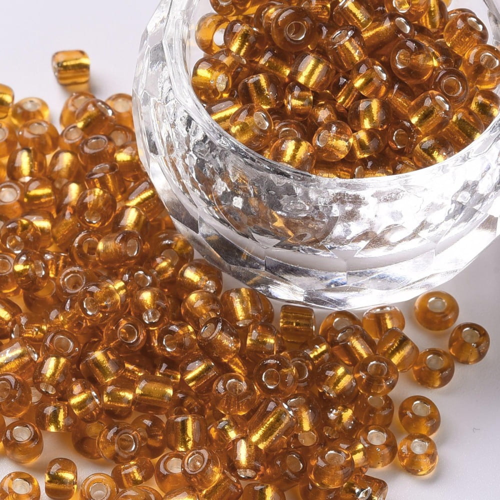 6/0 Glass Seed Beads Silver Lined Round Hole Round Dark Goldenrod 4mm Hole: 1.5mm about 6639 pcs/pound