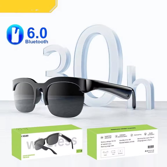 6.0 Glasses Sports Driving Smart Sunglasses Call Music Headset Ear Hook Earbuds Wireless Headphones