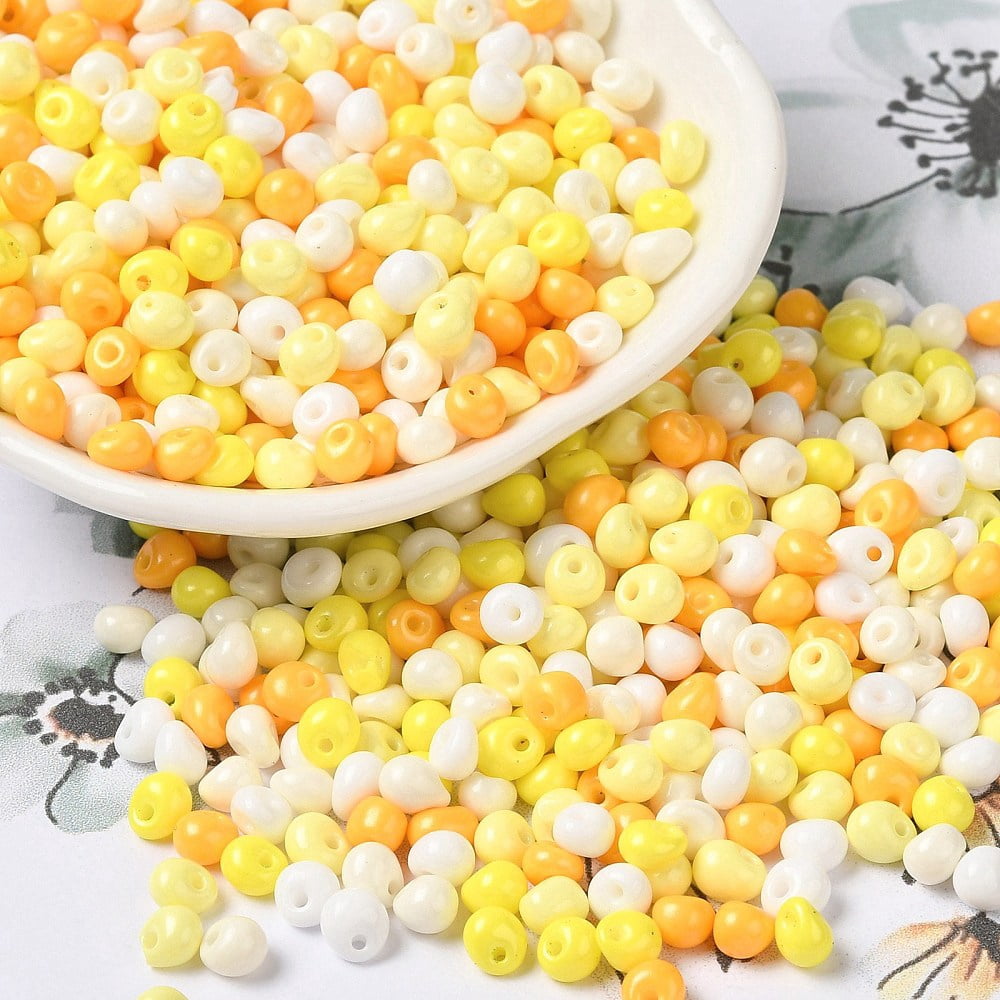 6/0 Opaque Baking Paint Glass Seed Beads Teardrop Mixed color 4.5~5x4x3~3.5mm Hole: 0.9mm 5625pcs/Pound