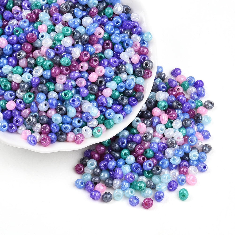 6/0 Opaque Colours Glass Seed Beads Fringe Teardrop Beads Mixed Color 4.5~5.5x4~5x3~4mm Hole: 1.2~1.4mm about 5290pcs/pound DIY