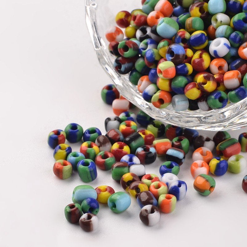 6/0 Opaque Colours Seep Glass Beads Round Seed Beads Mixed Color 3.5~4x2.5~3mm Hole: 0.5mm about 5500pcs/450g