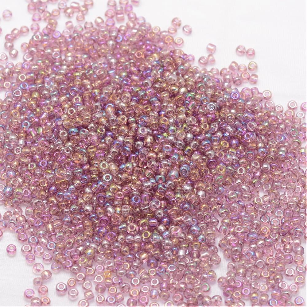 6/0 Round Glass Seed Beads Grade A Transparent Colours Rainbow Rosy Brown 3.6~4.0mm Hole: 1.2mm about 5000pcs/pound