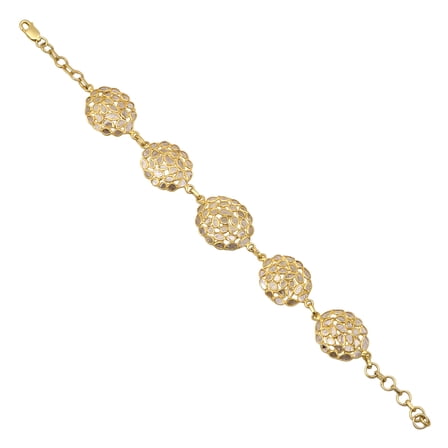 6.00 CTW Natural Diamond Polki Beads Bracelet 925 Sterling Silver 14 K Gold Plated Women Jewelry