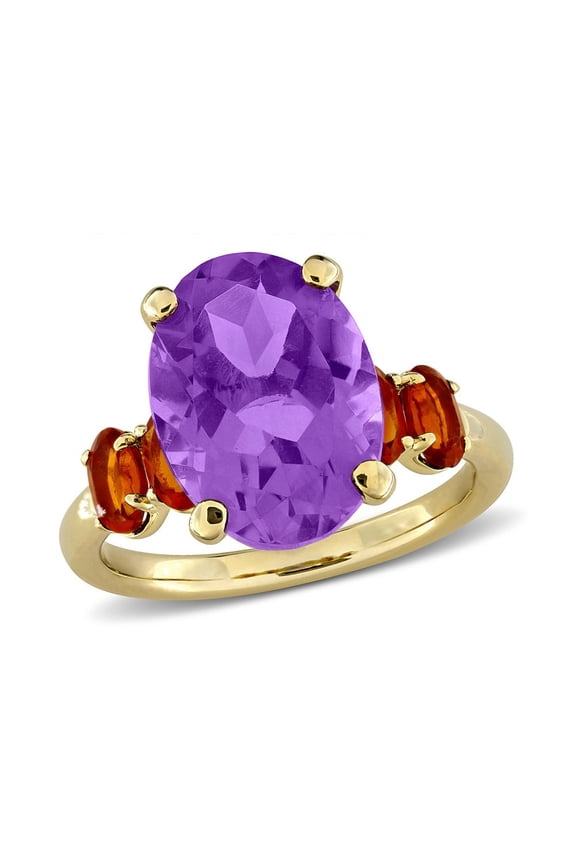 6.00 Carat (Ctw) Amethyst and Madeira Orange Citrine Ring in Yellow Plated Sterling Silver for Women