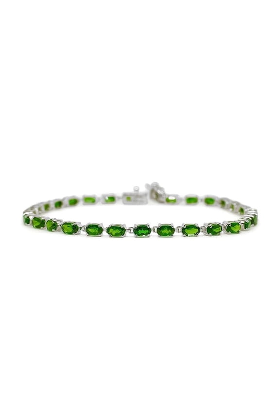 6.00 Carat Genuine Chrome Diopside Womens Bracelet in Sterling Silver, 8"