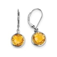 thumbnail image 1 of 6.00 Carat Yellow Natural Citrine Dangle Drop Leverback Earrings in Sterling Silver, 1 of 4