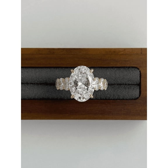 6.00 Ct Oval Cut Beautiful Solitaire with Accents IGI Certified Lab Grown Diamond Wedding Ring for Ladies Solid 10k Yellow Gold Size 7 by Diamond-Capitals