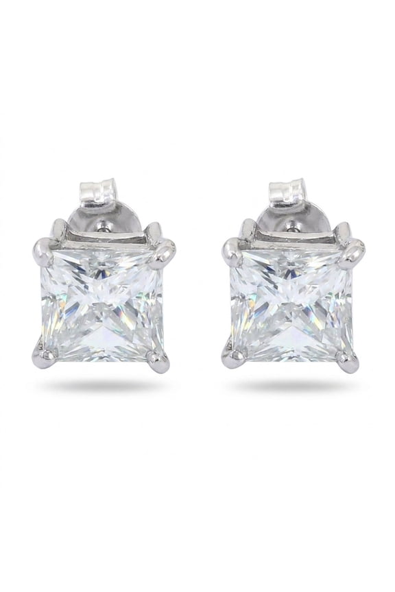 6.00 Ct Princess Cut Certified Moissanite Studs in Gold Vermeil For Wife Gold Vermeil