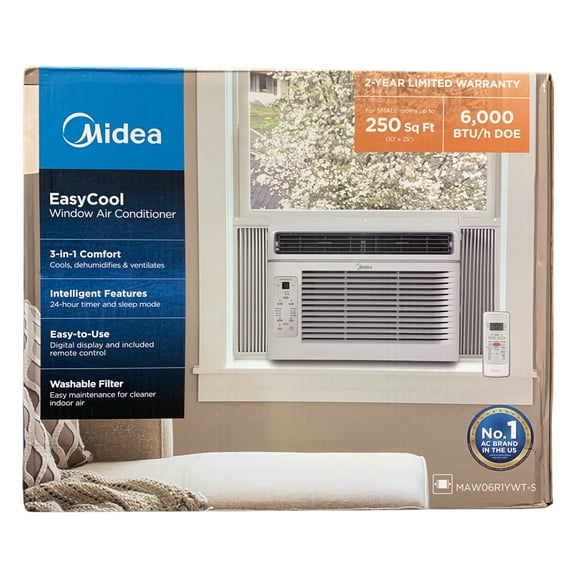 Open Box 6,000 BTU EasyCool Electronic Window Air Conditioner with Remote Control