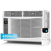 6,000 BTU Electronic Window Air Conditioner, Cools Rooms up to 250 sq ft, Digital Controls with Remote, Energy Saver Mode, Easy Install Kit Included, White