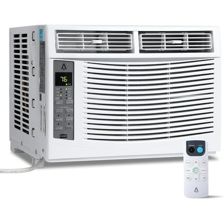 6,000 BTU Window Air Conditioner, Cools Rooms Up to 250 Sq.Ft, Remote & [Wi-Fi Enabled] Control, Ultra-Quiet 50dB, 24H Timer, Easy Install Kit, 115V/60Hz