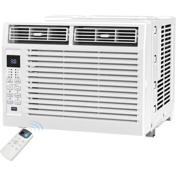 6,000 BTU Window Air Conditioner,Window AC Unit,Cools Rooms up to 250 Sq.Ft.,6 in 1 Modes Air Conditioner Window Unit with Remote Control,Easy to Install,Energy Saving,White