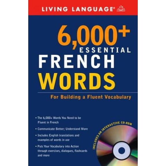Pre-Owned 6,000+ Essential French Words with CD-ROM (Essential Vocabulary) by Living Language (Paperback), Textbooks, English