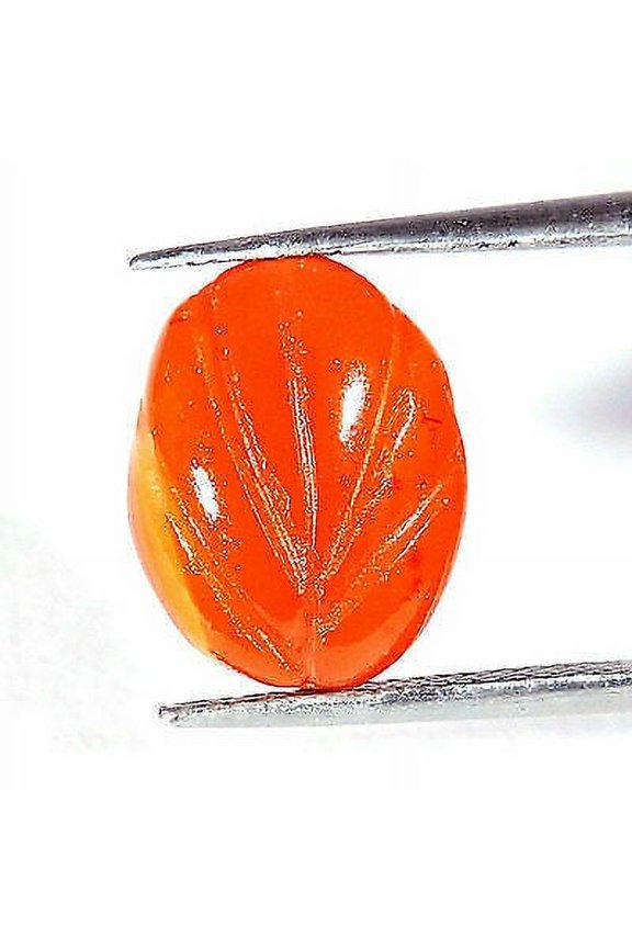 6.00Cts Natural Orange Carnelian Fancy Leaf Carved Drill Gemstone R828