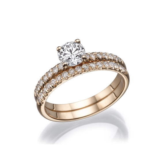 6.00MM D-F VS Moissanite Ring With Diamonds (0.68 ct Moissanite Weight, 1.07 ctw dew) Engagement Set Channel set 14K Gold