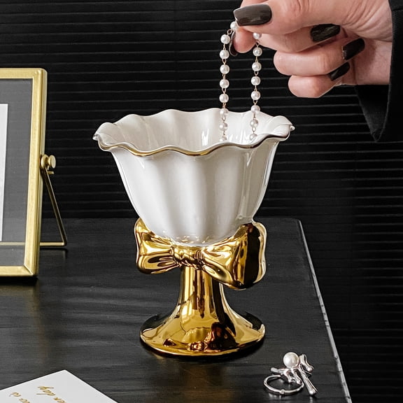 6.09oz Japanese Ice Cream Cup with Bow Design, Ceramic, Reusable, Color Changing, Multipurpose, Perfect for Valentine'S Day and Graduation Celebrations