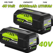 6000mAh High Capacity 40 Volt Replacement for Ryobi 40V Battery Compatible with Ryobi 40 Volt Lithium Battery OP4026A OP4015 OP4040 OP40201 OP4050A OP4015 OP40261 OP4030 OP40401 OP4060 Tools Green