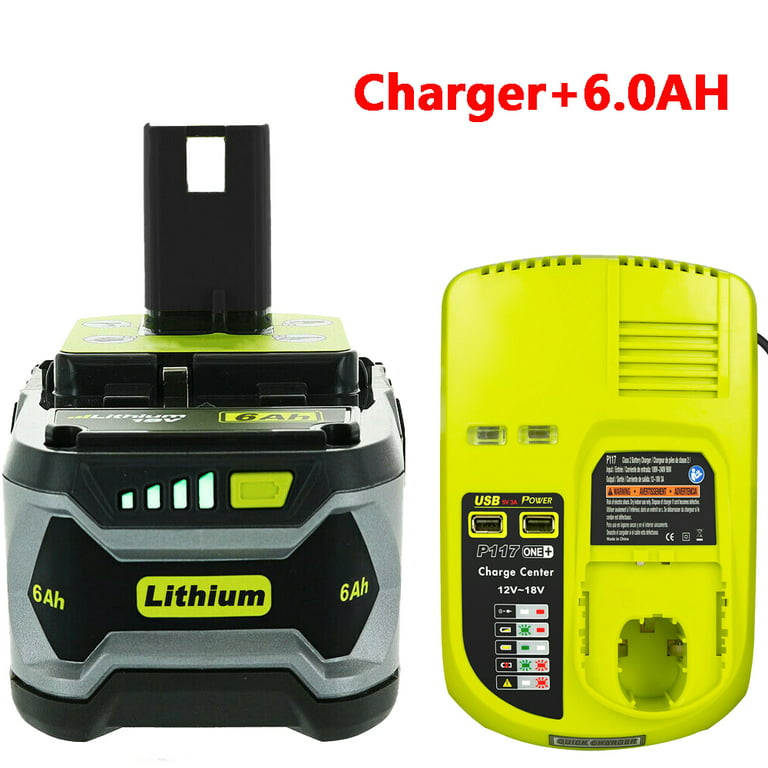 6.0ah for Ryobi One + plus p108 18v lithium battery high capacity battery  and P117 Charger 