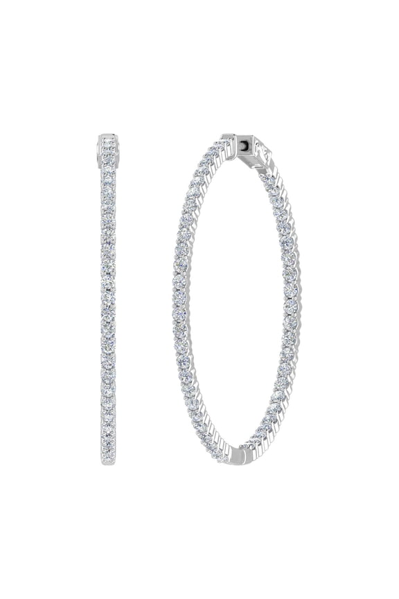 6 1/2 Carat Diamond Inside Out Hoop Earrings in 14K White Gold (SI1-SI2 Clarity)