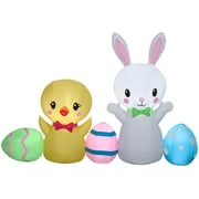 6 1/2' Gemmy Airblown Inflatable Easter Collection Scene w/ Easter Bunny, Chick, and Eggs Yard Decoration 440800
