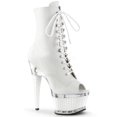 thumbnail image 1 of 6 1/2" Heel, 2 1/2" PF Peep Toe Lace-Up Ankle Boot,Side Zip - Wht Faux Leather/Wht, 12, 1 of 1
