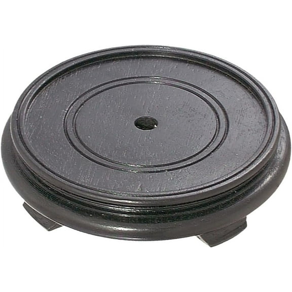 6 1/2 Inch Top Inset Diameter Oriental Wooden Base, Waxed Black Finish