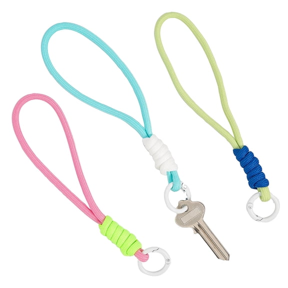6 1/2" Pastel Tie Rope Wristlet Keychains - 12 piece