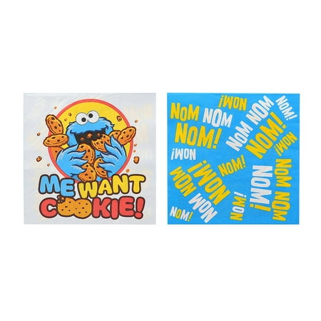 6 1/2" Sesame Street Party Cookie Monster Disposable Luncheon Napkins - 16 count