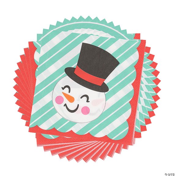 6 1/2" Sugar Rush Snowman Disposable Paper Luncheon Napkins 24 Count