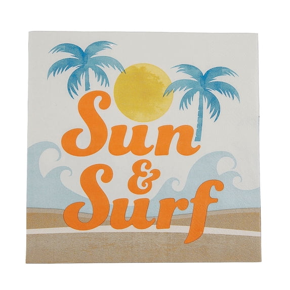 6 1/2" Surf Party Sun & Surf Disposable Paper Luncheon Napkins - 16 Count