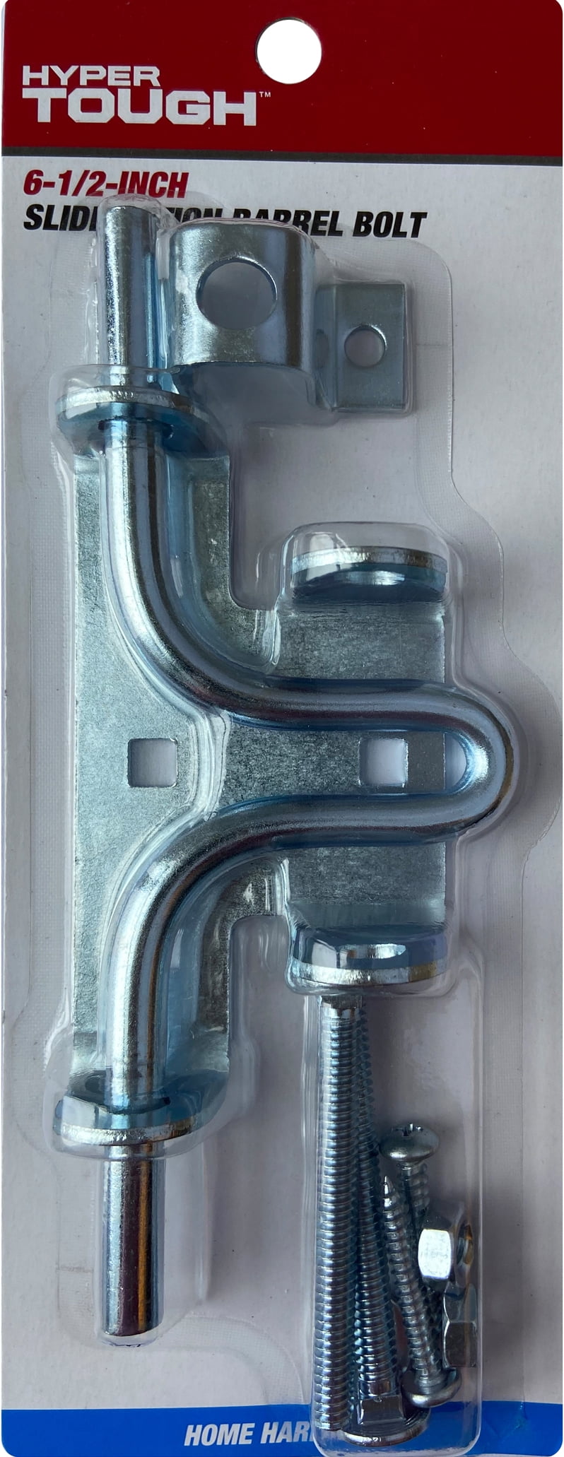 Hyper Tough New 6-1/2 in. Slide Action Barrel Bolt, Zinc Plated. Mounting Screws included.