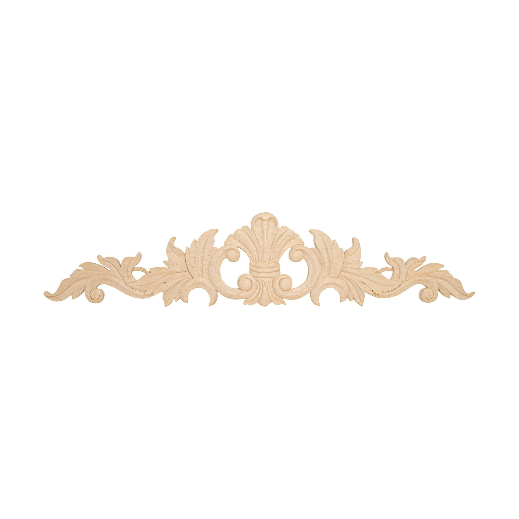 30" Unfinished Hand Carved Alder Wood Acanthus Onlay Applique