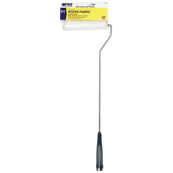 6-1/2" x 1/4" Nap Pro Solutions 41642 Signature, White Woven Mini-Roller Cover with 22" Handle