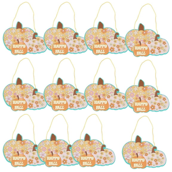 6 1/2" x 5" Floral Pumpkin Happy Fall Sign Foam Craft Kit - Makes 12