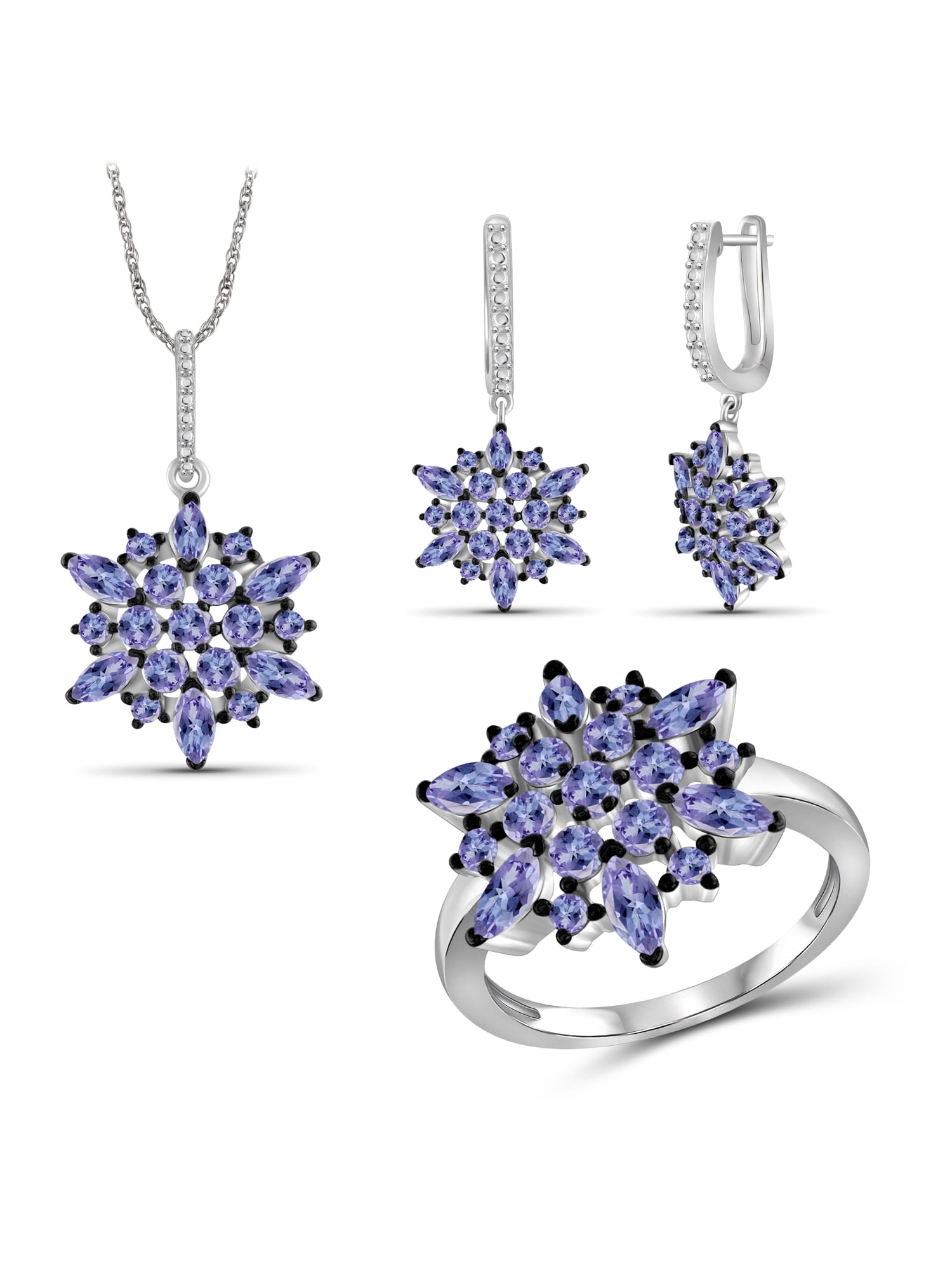 6 1/4 Carat T.G.W. Tanzanite Sterling Silver 3-Piece Jewelry set