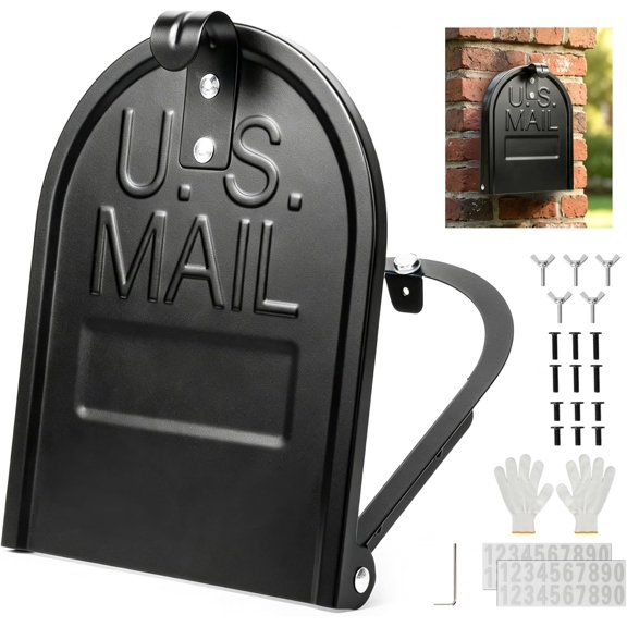 6 1/4 Inch (W) By 8 Inch (H) Mailbox Door Replacement Metal Mailboxs Door Front Panel Snap-in Door Mail Box Repair Kit Replacement Parts for Standard Brick Curbside Mailbox (Black)