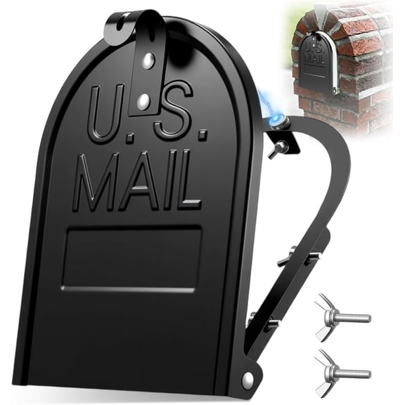 6 1/4 Inch by 8 Inch Mailbox Door Replacement - Snap-in Brick Mailbox Insert - Black Steel Metal Postbox Repair Kit, Easy Fix for Standard Doors