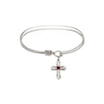 thumbnail image 1 of 6 1/4 inch Oval Eye Hook Bangle Bracelet w/ Cross medal charm w/ January Red Swarovski Crystal, 1 of 3