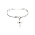 thumbnail image 1 of 6 1/4 inch Oval Eye Hook Bangle Bracelet w/ Loop Cross medal charm w/ July Red Swarovski Crystal, 1 of 3