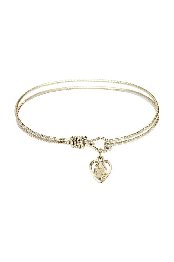 6 1/4 inch Oval Eye Hook Bangle Bracelet w/ Scapular in Gold-Filled